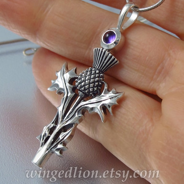 THISTLE silver pendant with Amethyst