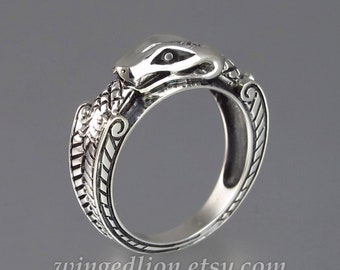 OUROBOROS silver mens unisex Snake ring