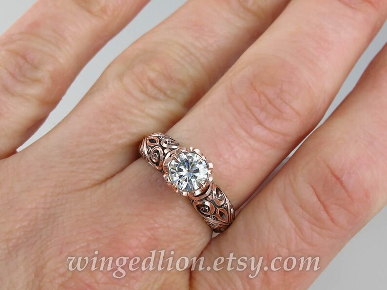 Engagement Ring BEATRICE 14K gold with Moissanite image 9