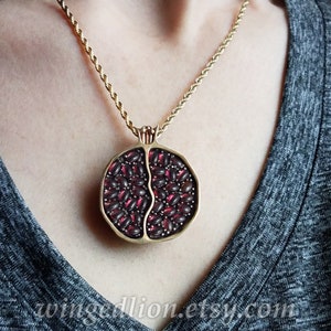 JUICY POMEGRANATE bronze and silver garnet pendant Ready to ship image 5