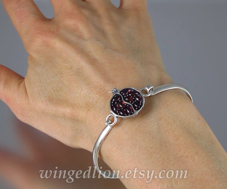 Bracelet JUICY POMEGRANATE silver garnet bangle Ready to ship image 4