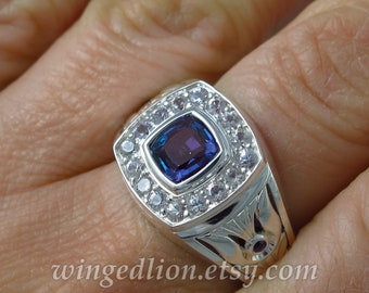 MEDICI silver mens unisex Alexandrite statement ring