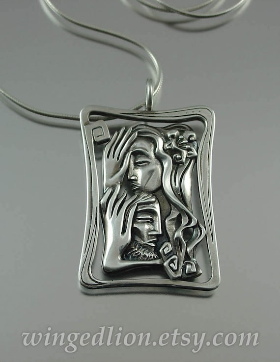 LOVERS designer silver pendant | Etsy