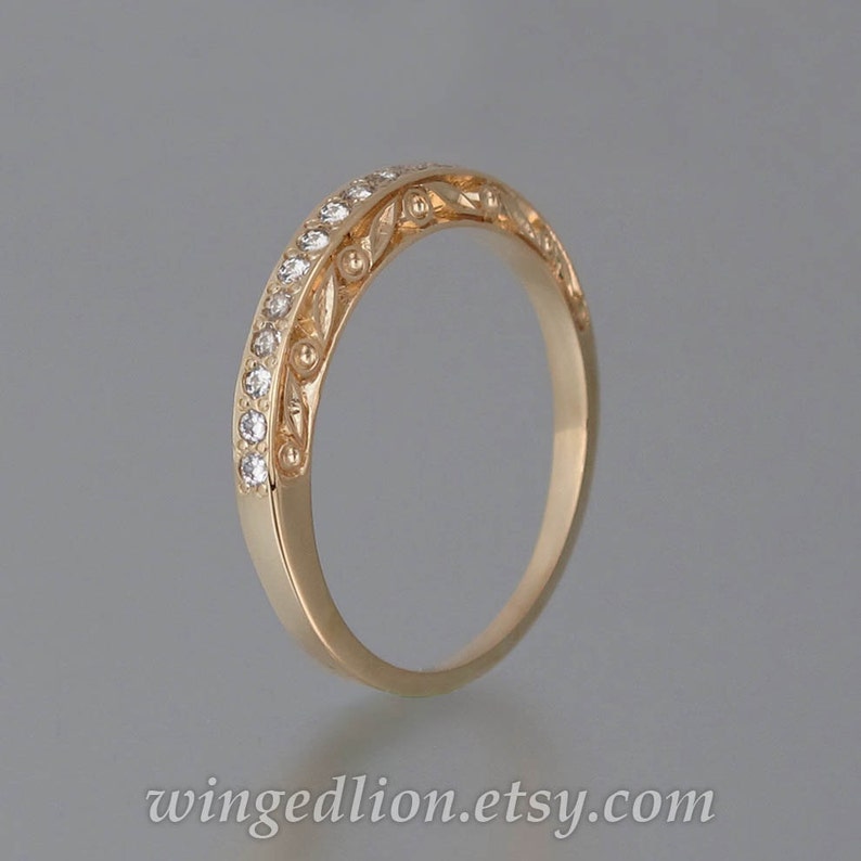THE ENCHANTED Wedding Band 14k rose gold & white sapphires ...