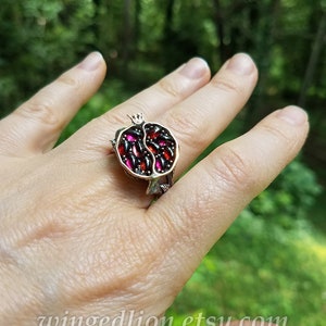 POMEGRANATE garnet 14K gold and silver ring image 8