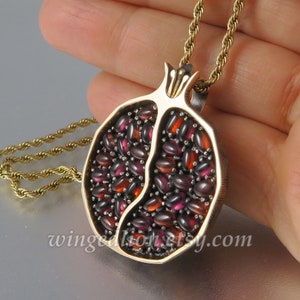 JUICY POMEGRANATE bronze and silver garnet pendant Ready to ship image 3