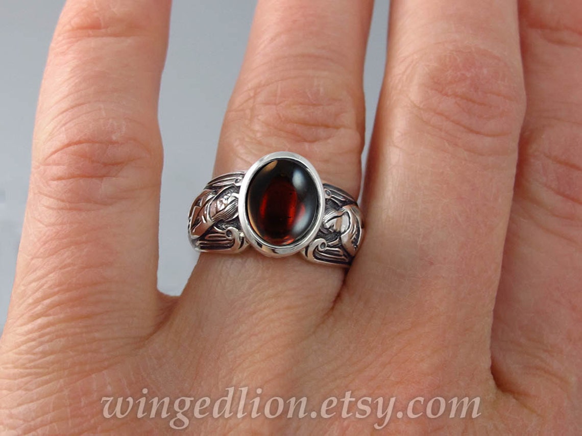 GUARDIAN ANGELS Silver Ring With Garnet sizes 5 to 8.5 - Etsy Canada