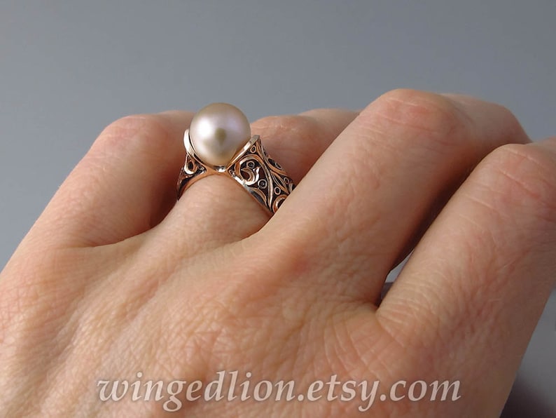 The ENCHANTED PEARL 14K Rose Gold Ring Pink Pearl Etsy