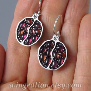 POMEGRANATE garnet silver earrings Ready to ship image 5