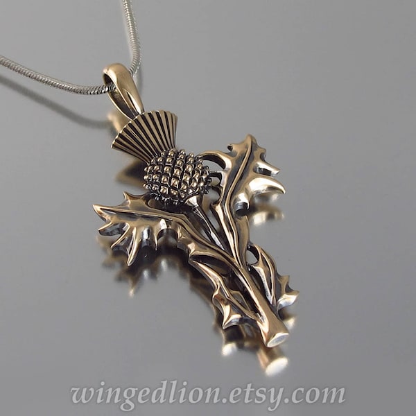 Scottish pendant THISTLE bronze charm - Ready to ship
