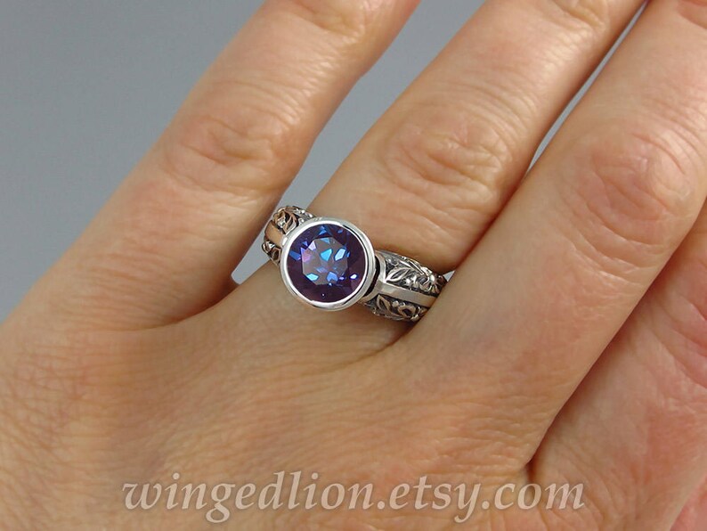 The COUNTESS Alexandrite silver ring and band set sizes 7 to 9.5 image 8