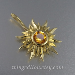 SUN 14k gold pendant with Citrine