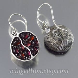 POMEGRANATE garnet silver earrings Ready to ship image 3