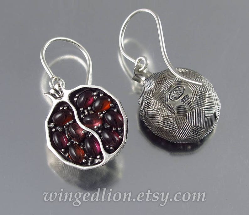 POMEGRANATE garnet silver earrings Ready to ship image 3