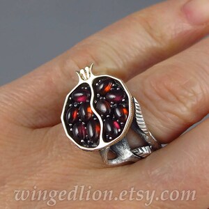 POMEGRANATE garnet 14K gold and silver ring image 6
