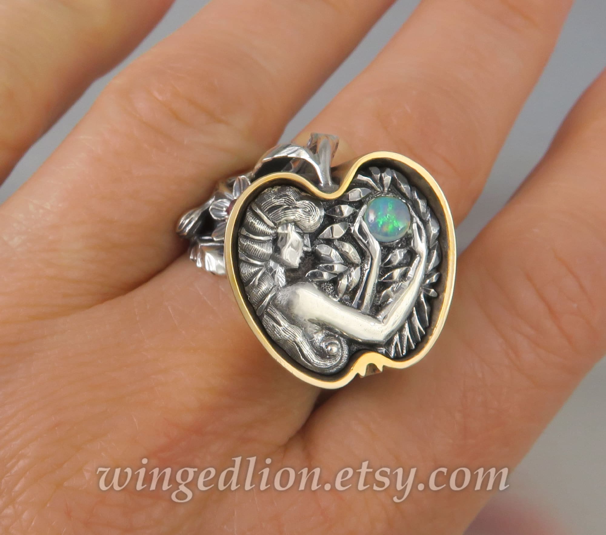 Eve's APPLE Bronze and Silver Ring With Opal and Topaz - Etsy