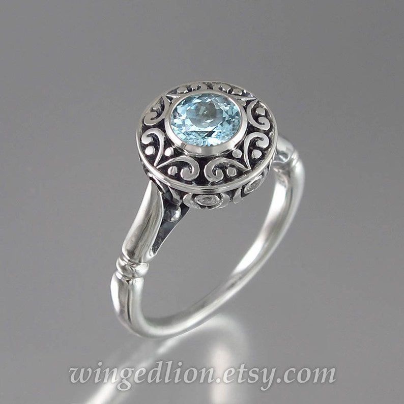 The SECRET DELIGHT 14k white gold Aquamarine engagement ring image 2