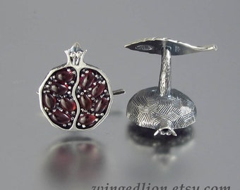 POMEGRANATE silver cuff links Ready to ship