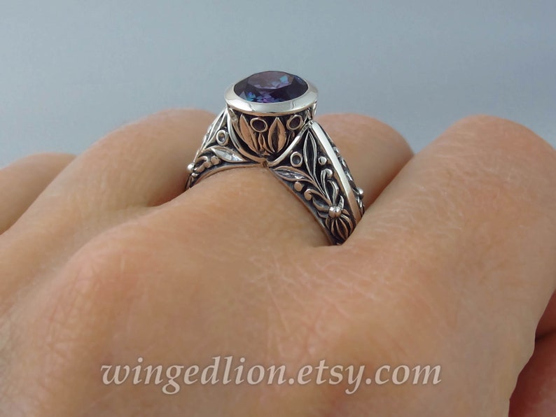 The COUNTESS Alexandrite silver ring and band set sizes 7 to 9.5 image 7