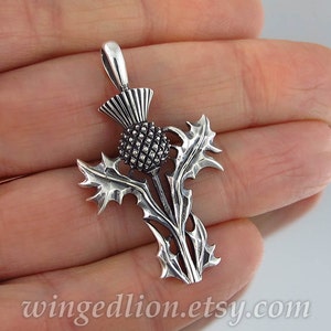 Scottish Thistle pendant, silver Thistle, THISTLE silver pendant Ready to ship