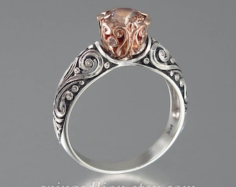 BEATRICE engagement ring in silver and 14K gold with Morganite