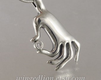 Ready to ship GENTLE TOUCH sterling silver hand pendant