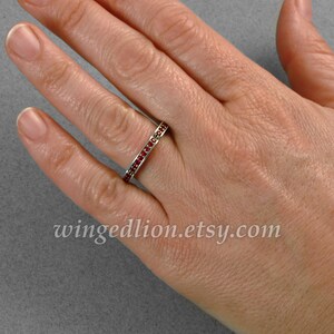 CARYATID wedding band in sterling silver with Garnet half-eternity band image 6