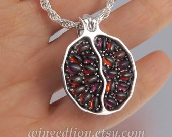 JUICY POMEGRANATE silver garnet medium size pendant Ready to ship