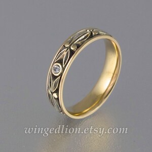 AUGUST 14k gold unisex mens wedding band - various gem options