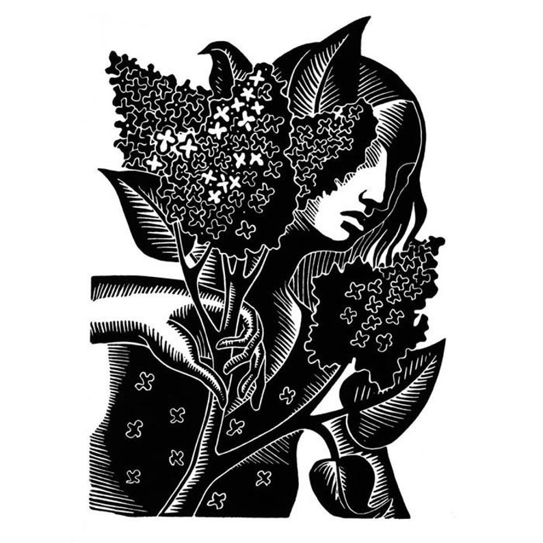 SCENT OF LILAC linocut image 1