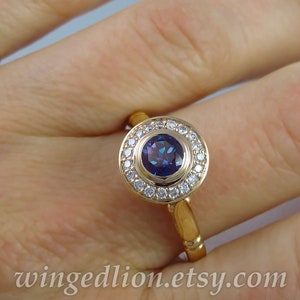 THE SECRET DELIGHT 14k gold Alexandrite engagement ring with diamond halo image 10