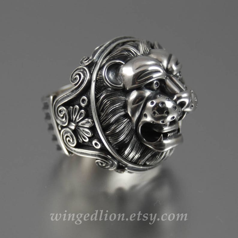 LION'S HEAD Sterling Silver Statement Ring Etsy
