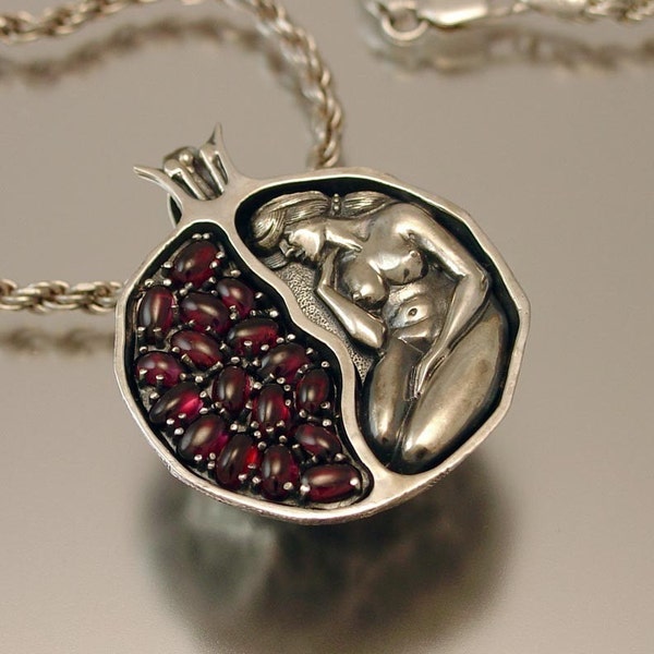 POMEGRANATE silver garnet pendant