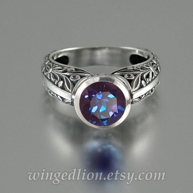 The COUNTESS Alexandrite silver ring and band set sizes 7 to 9.5 image 5