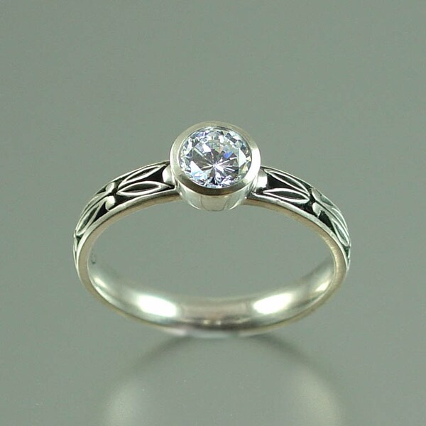 AUGUSTA Palladium engagement ring with Moissanite RESERVED for W.