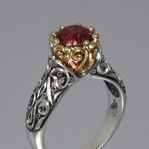 size 9 Ready to ship The ENCHANTED PRINCESS Tourmaline engagement ring in silver & 14k gold