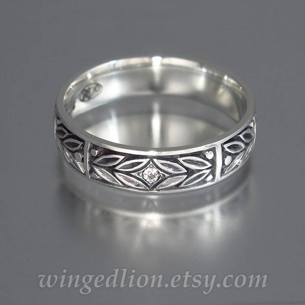 EVERGREEN LAUREL silver band with white sapphire