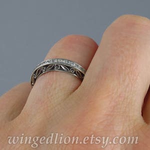 UNDER A SPELL Wedding Band 14k gold and White Sapphires half-eternity band image 4