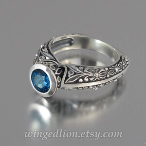 THE COUNTESS silver ring with London Blue Topaz (sizes 4 to 7)