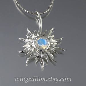 SOLAR ECLIPSE silver sun pendant with Moonstone