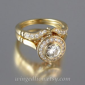 THE SECRET DELIGHT 14k gold engagement ring with Moissanite & matching band wedding set