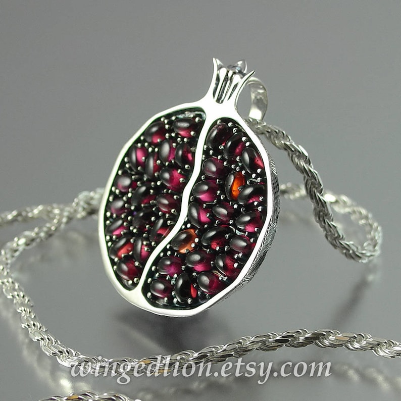 JUICY POMEGRANATE silver garnet pendant Ready to ship image 2