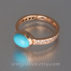 DAPHNE 14k gold ring with Turquoise and white sapphires