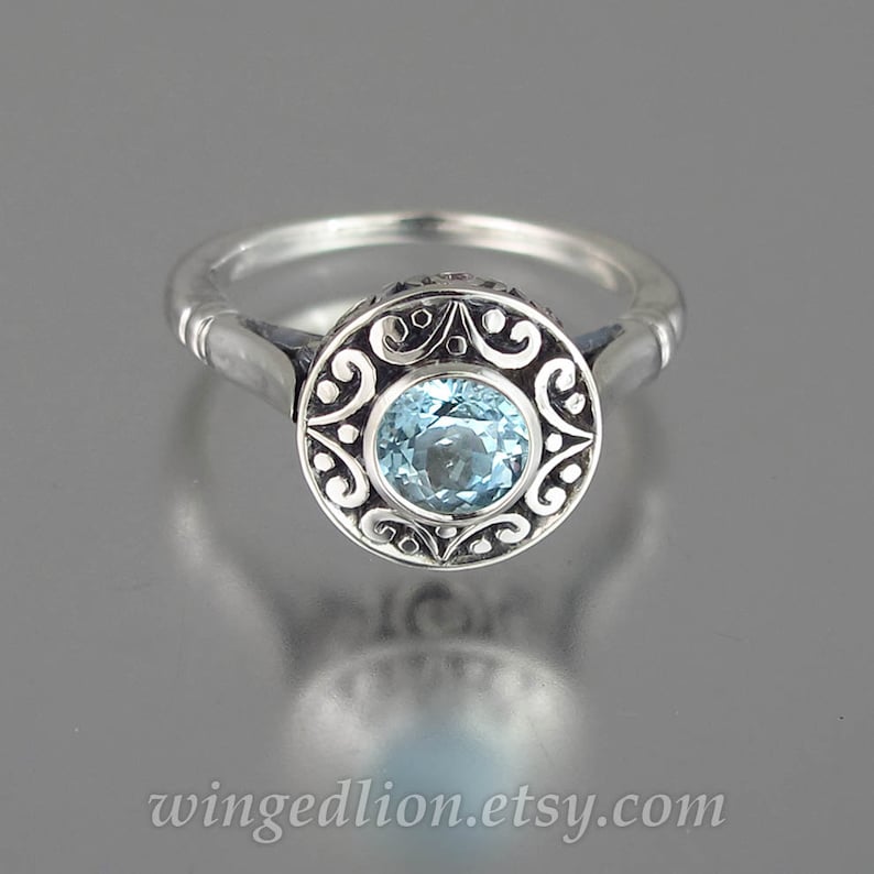 The SECRET DELIGHT 14k white gold Aquamarine engagement ring image 3