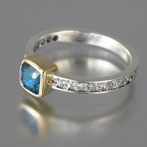 DAPHNE 14k gold ring with Swiss Blue Topaz