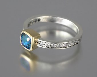 DAPHNE 14k gold ring with Swiss Blue Topaz