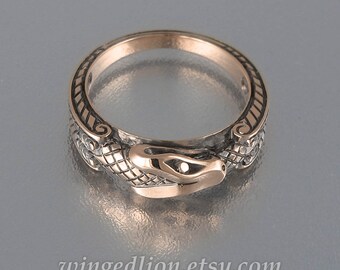 Gold Ring for Men, Snake Ring, OUROBOROS 14K Gold Mens Unisex