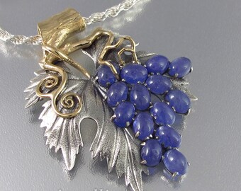 The GRAPES 14k gold & silver pendant with Tanzanite - Ready to ship