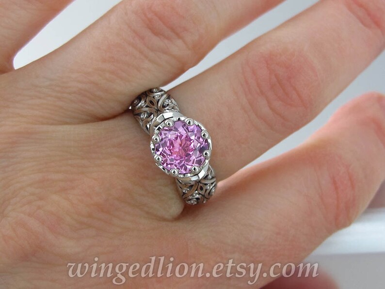 The ENCHANTED PRINCESS 14k gold engagement ring with created | Etsy