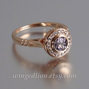 Engagement Ring THE SECRET DELIGHT 14k rose gold Spinel with diamond halo